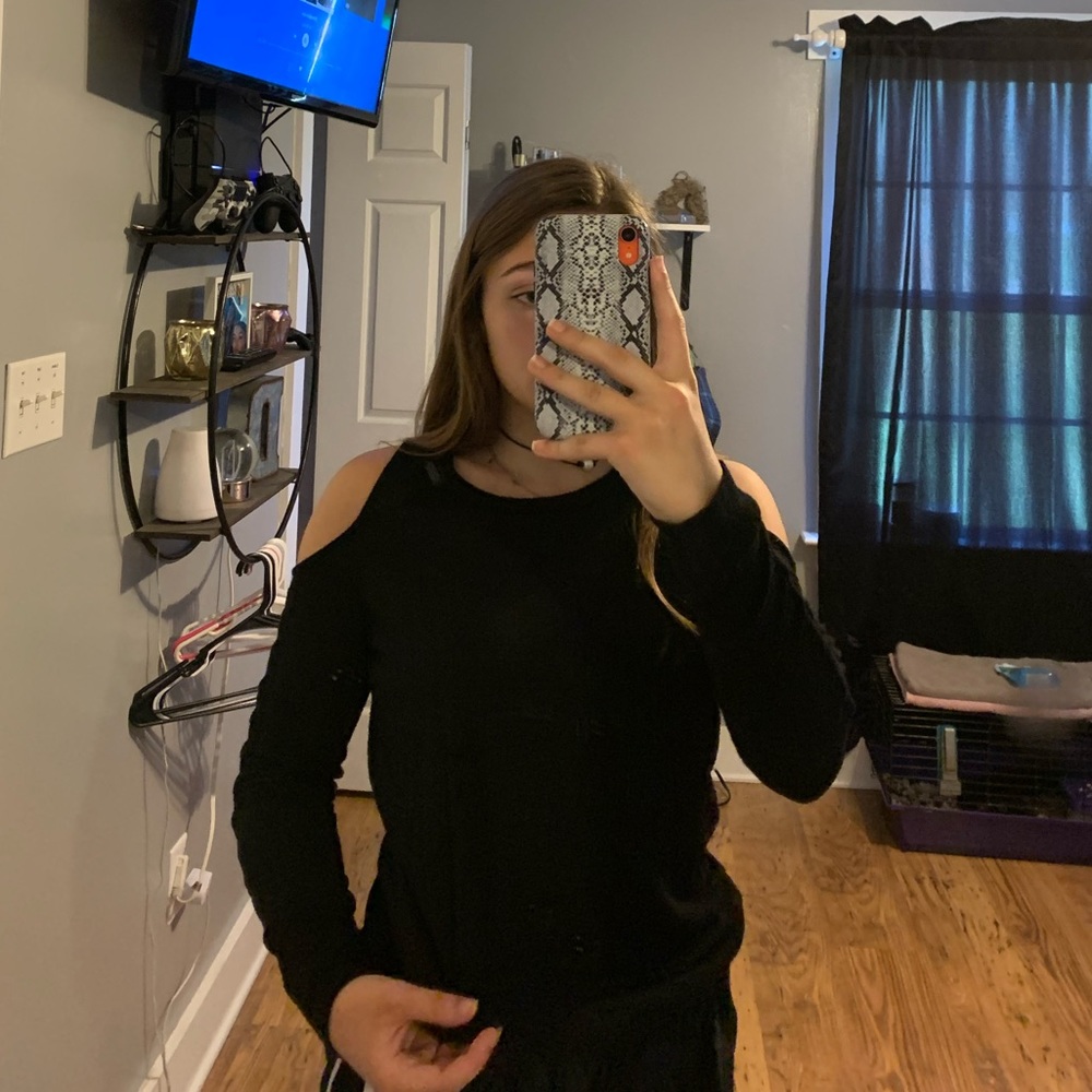 Black Open Shoulder Sweater